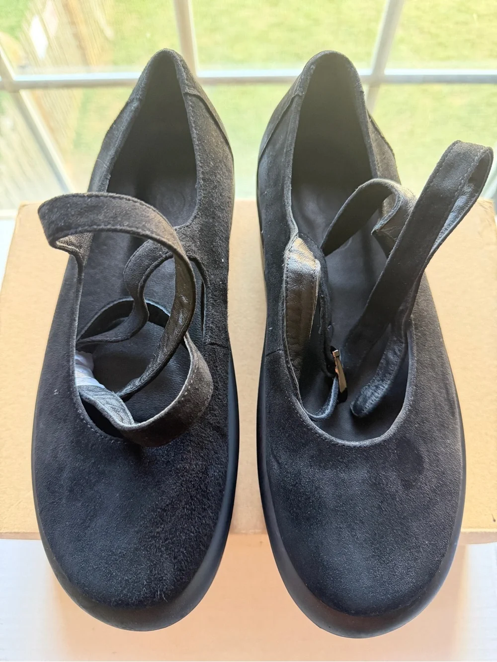 Berry Button Tokyo Bopper Black Ballerina Platform Black Sude Women's Shoes 7